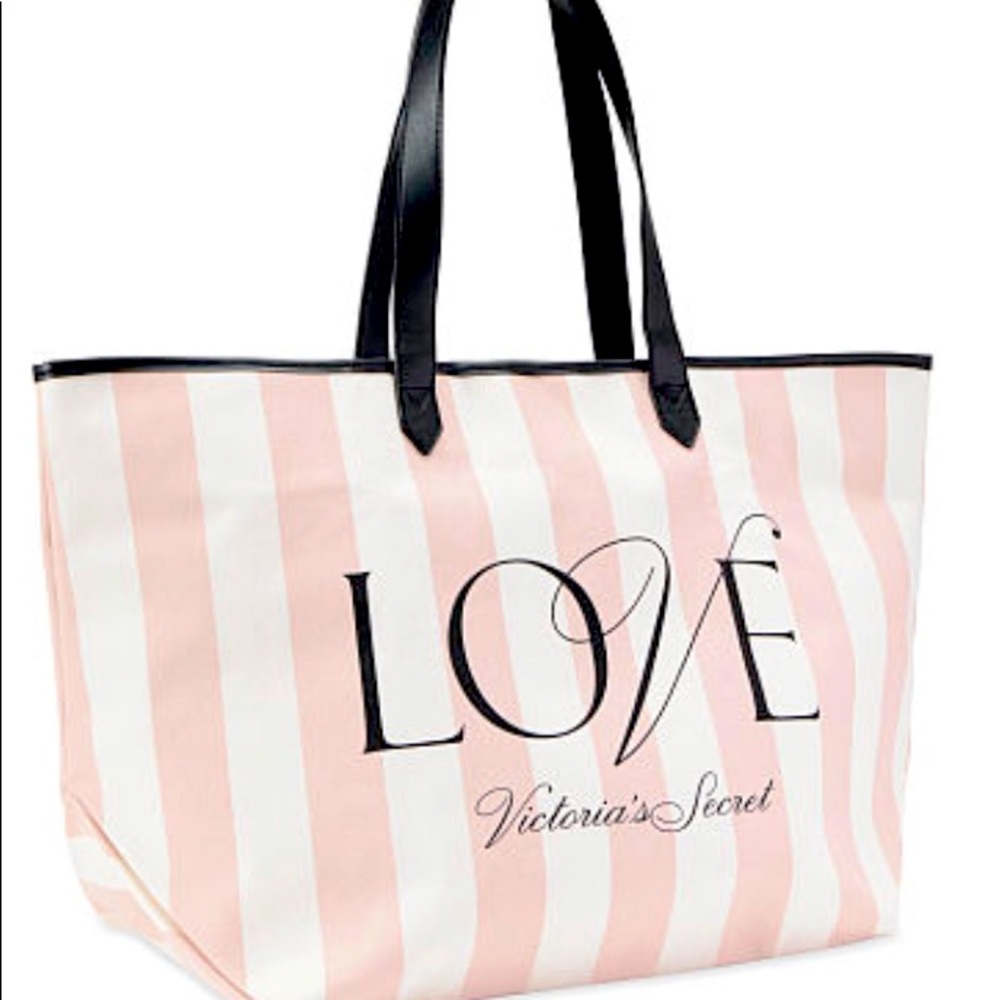 Victoria’s Secret Stripe Tote Pink White